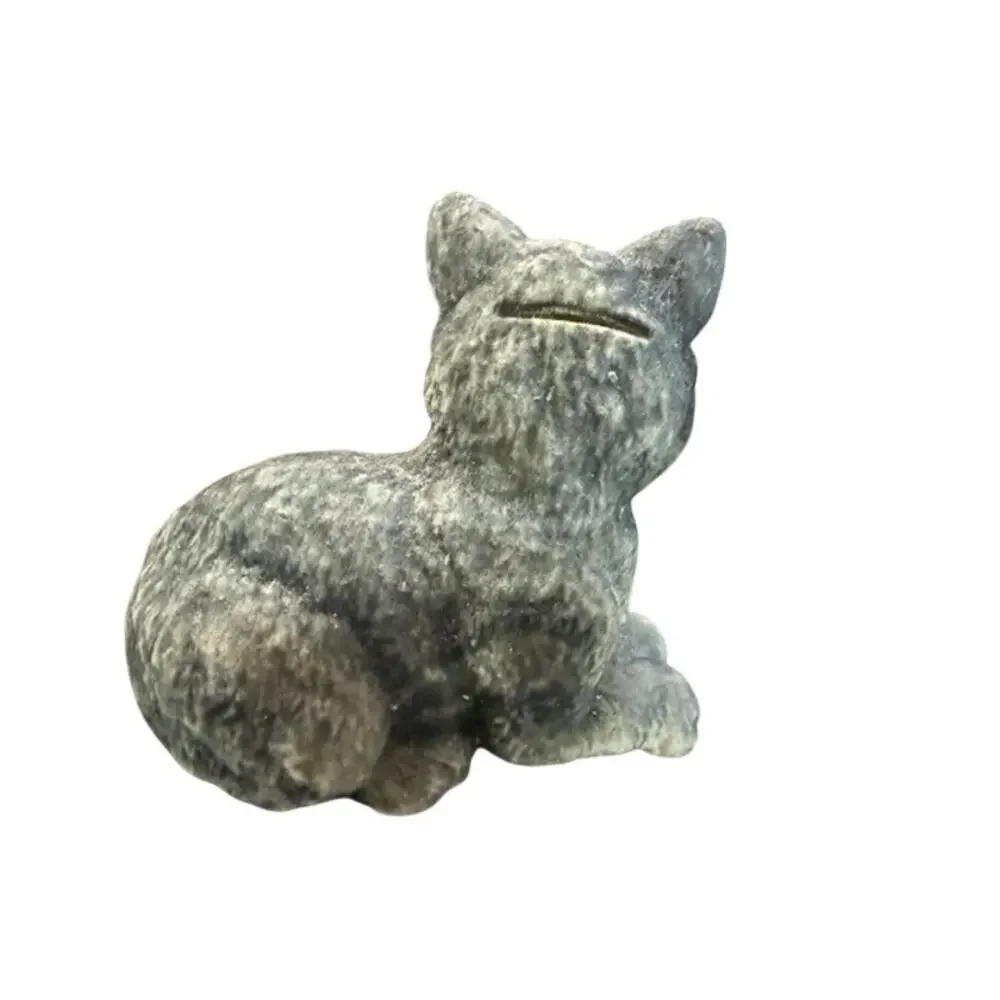 Vintage Cat Bank Small World Importing Co. 1986 Glass Eyes Kitten Flocked Bank